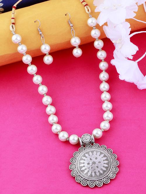 silver plated pearl necklace - 17466205 - Very Small Image - 1