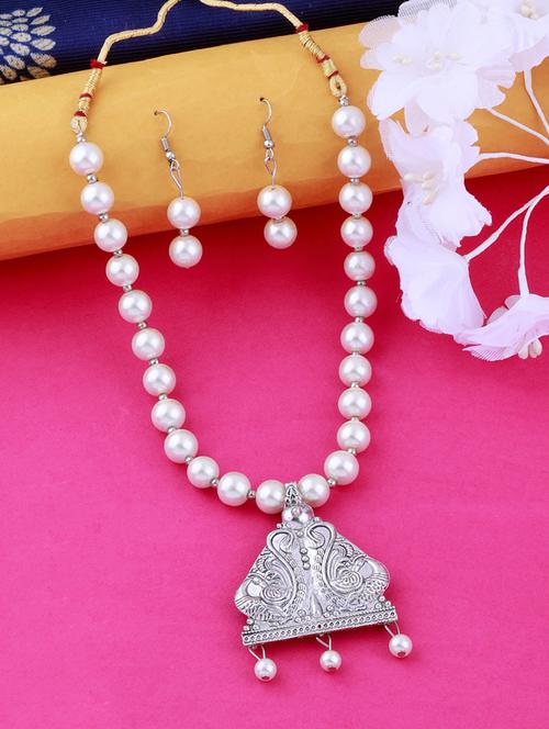 silver plated pearl necklace - 17466210 - Very Small Image - 1