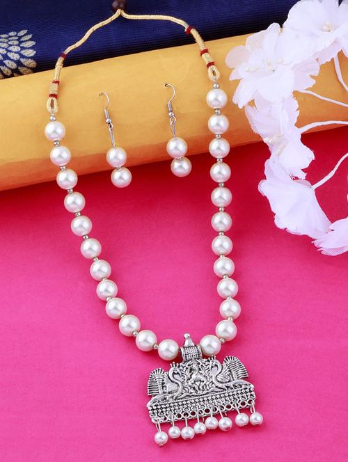 silver plated pearl necklace - 17466214 - Very Small Image - 1