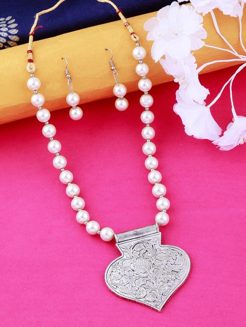 silver plated pearl necklace - 17466216 - Very Small Image - 1