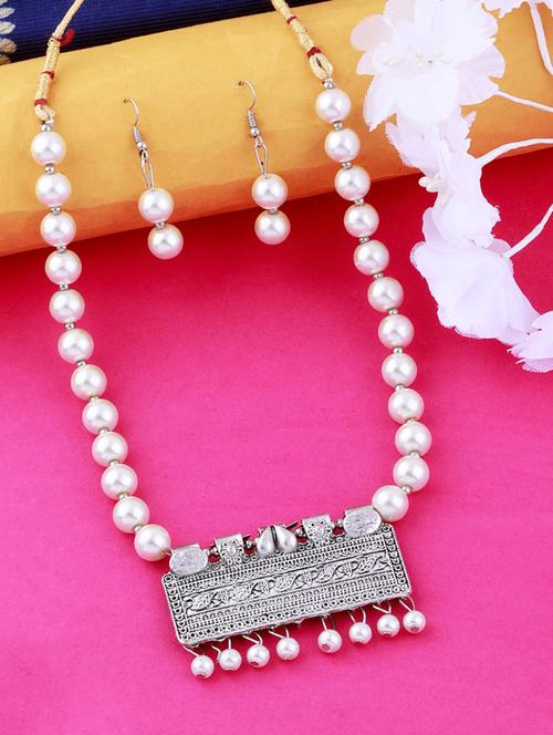 silver plated pearl necklace - 17466217 - Very Small Image - 1