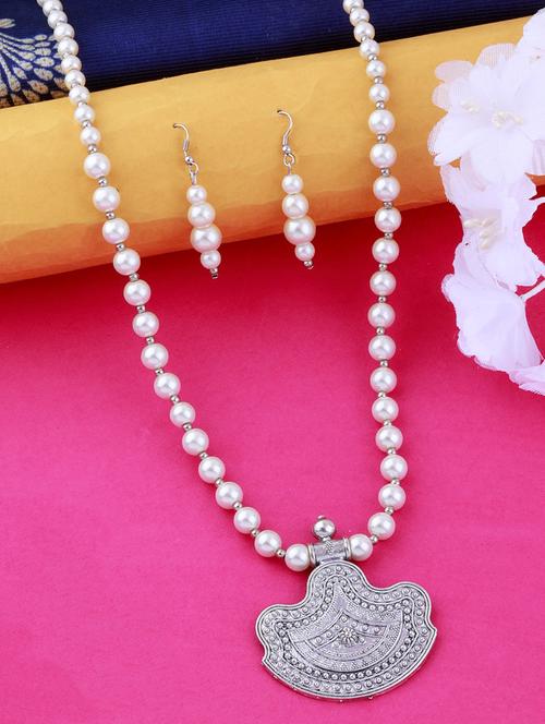 silver plated pearl necklace - 17466225 - Very Small Image - 1