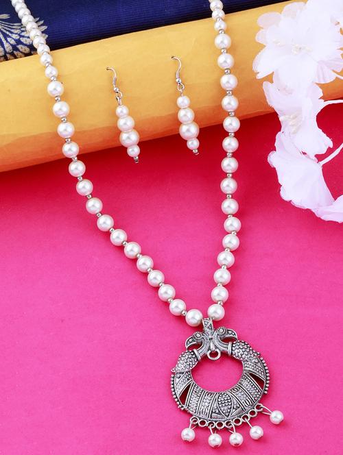 silver plated pearl necklace - 17466234 - Very Small Image - 1