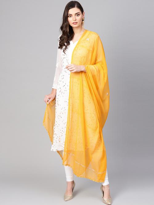 yellow poly georgette dupatta - 17467860 - Very Small Image - 1