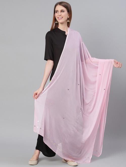 pink poly georgette dupatta - 17467879 - Very Small Image - 1