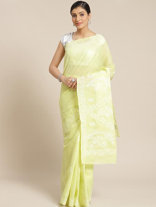 floral chikankari saree with blouse - 17467933 - Very Small Image - 1