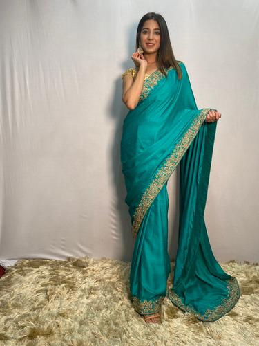 zardosi bordered saree  - 17468391 - Very Small Image - 1