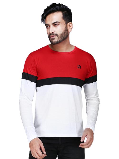 red color block cut & sew t-shirt - 17468532 - Very Small Image - 1