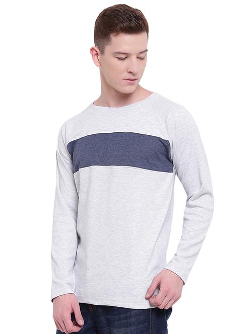 grey color block cut & sew t-shirt - 17468545 - Very Small Image - 1