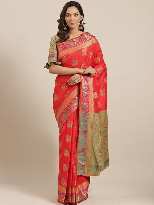 women's banarasi saree with blouse - 17469003 - Very Small Image - 1