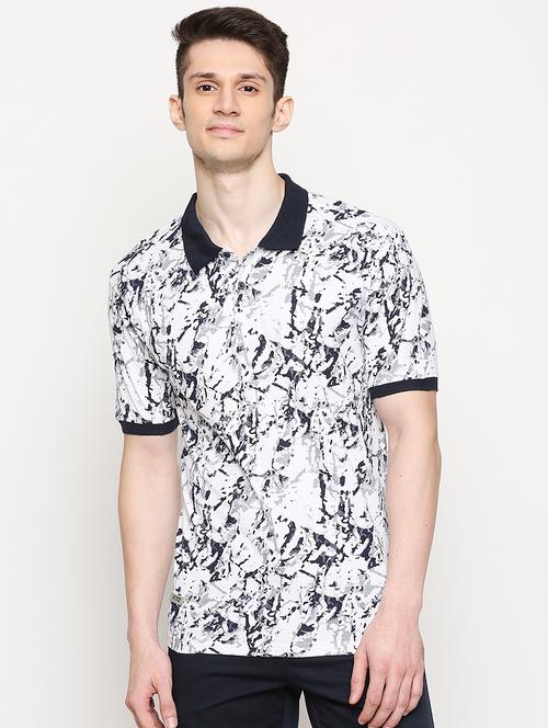 white printed polo t-shirt - 17469269 - Very Small Image - 1