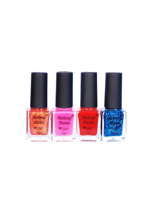 makeup mania nail polish combo, nail paint combo set of 4 pcs x 10ml each, nail polish set (468) - 17469456 - Very Small Image - 1