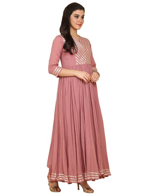 pink cotton flared gown - 17469718 - Very Small Image - 1