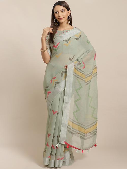 geometric printed saree with blouse - 17470544 - Very Small Image - 1