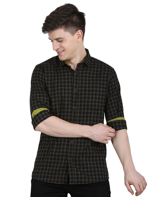 black checkered casual shirt - 17471316 - Very Small Image - 1