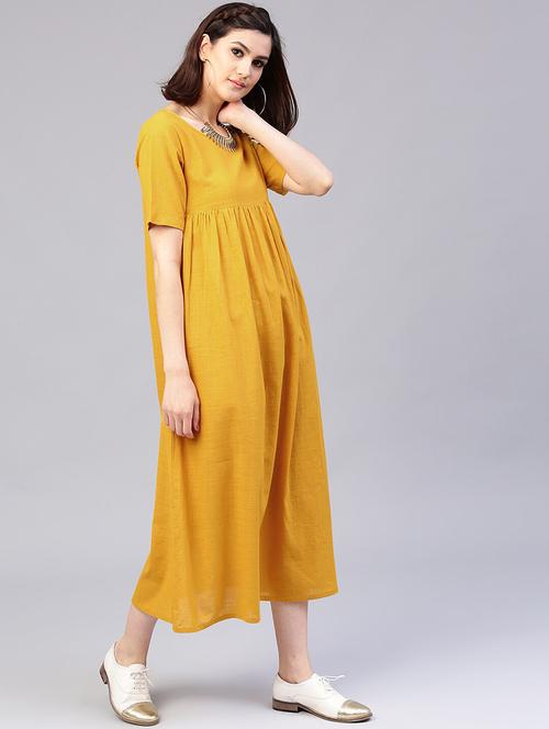 round neck solid a-line dress - 17472676 - Very Small Image - 1