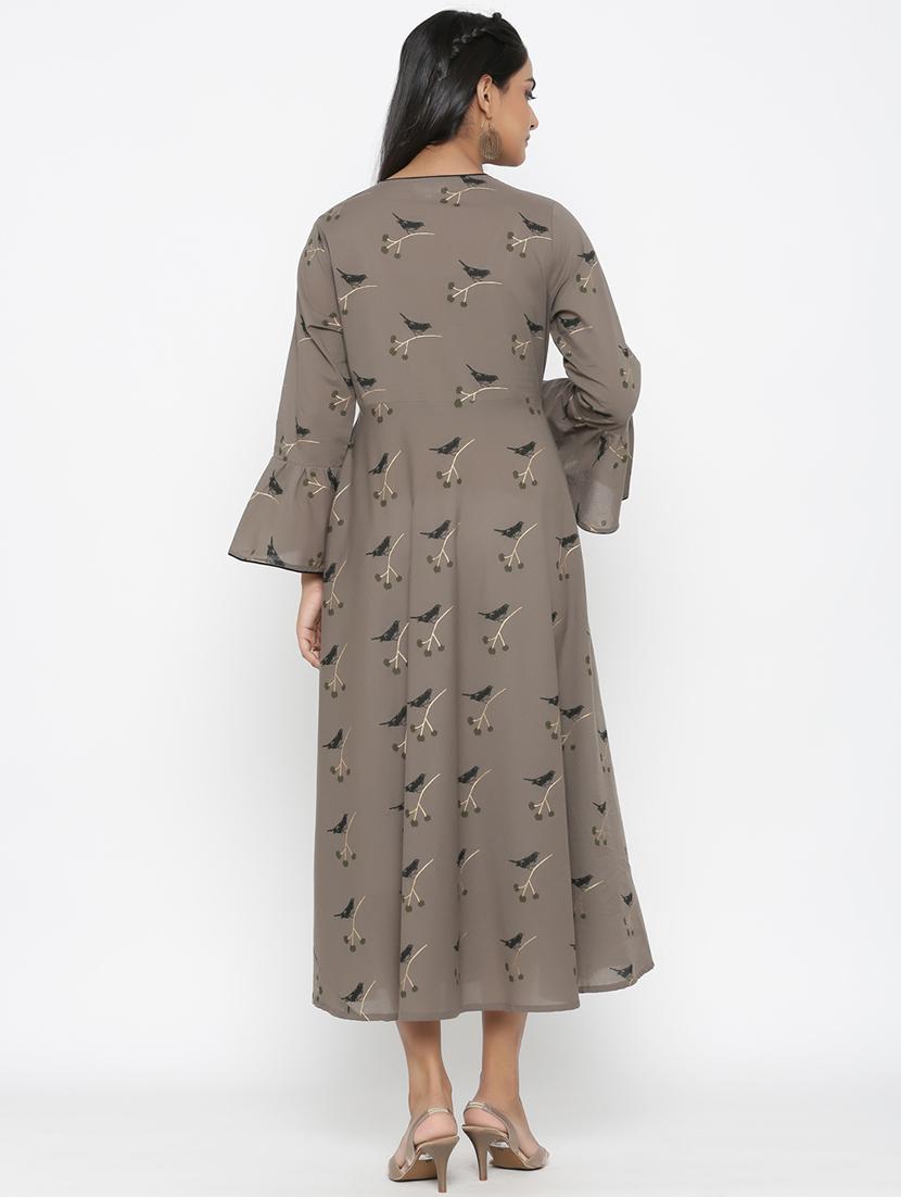 printed flared ethnic dress - 17472713 - Standard Image - 2