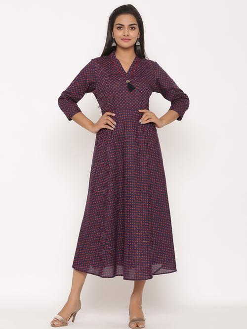 printed flared ethnic dress - 17472742 - Very Small Image - 1