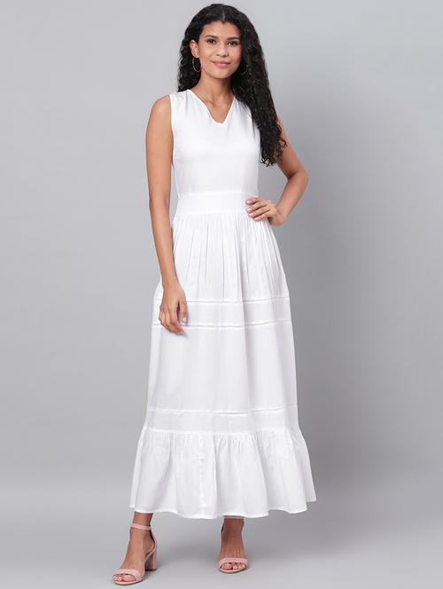 v-neck solid flared dress - 17474312 - Very Small Image - 1