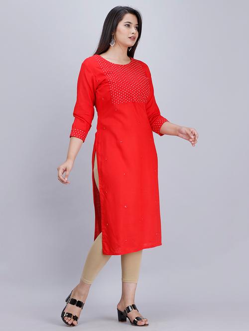 women's straight kurta - 17474361 - Very Small Image - 1