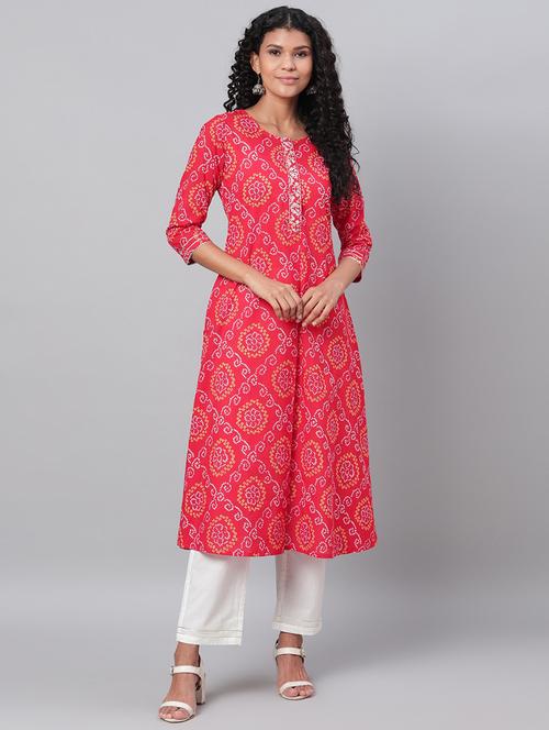 bandhani print kurta pant set - 17474399 - Very Small Image - 1