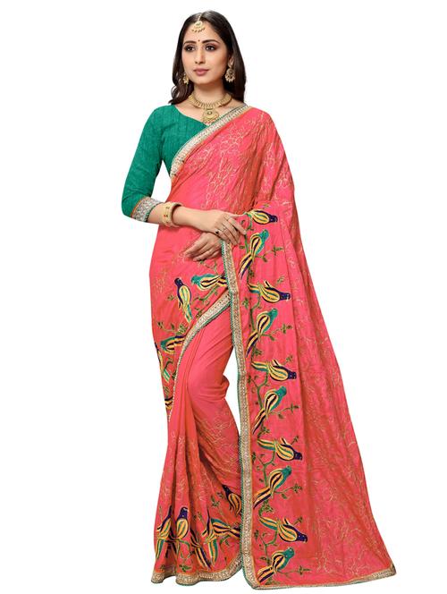 embroidered woven saree with blouse - 17474716 - Very Small Image - 1