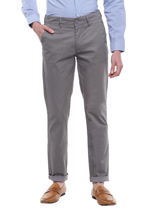 grey textured flat front casual trouser - 17474750 - Very Small Image - 1