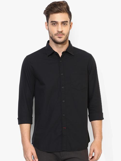 black solid casual shirt - 17474874 - Very Small Image - 1