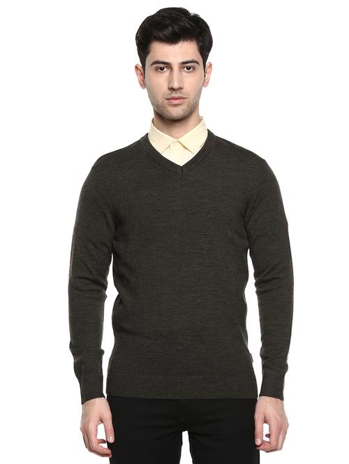 olive green solid pullover - 17474982 - Very Small Image - 1