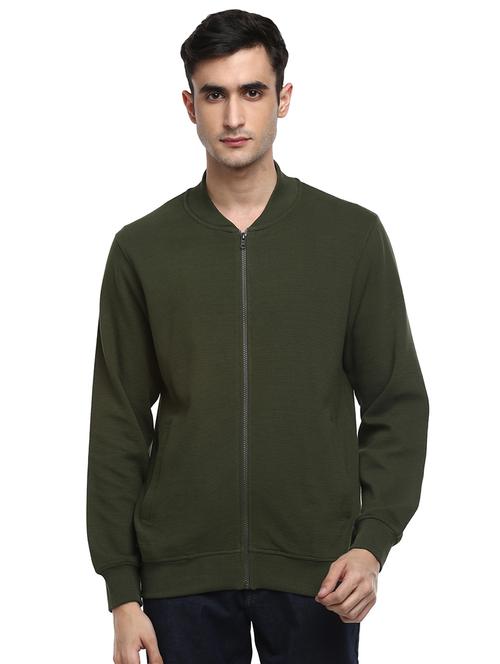 olive green solid casual jacket - 17475001 - Very Small Image - 1