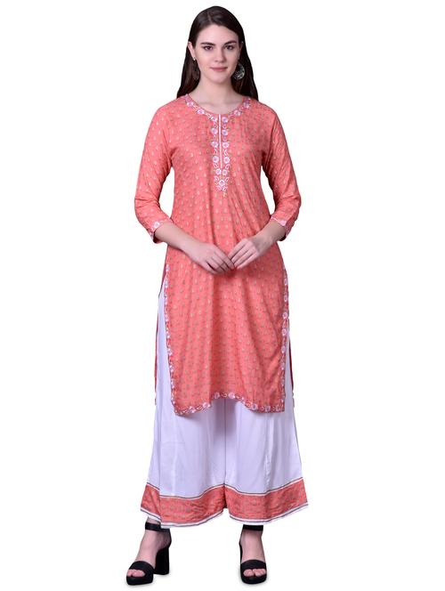 embroidered kurta palazzo set - 17476024 - Very Small Image - 1