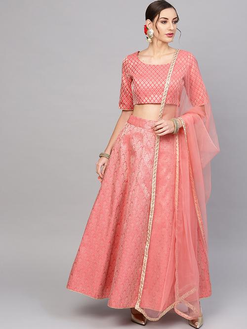 self design flared lehenga - 17476079 - Very Small Image - 1