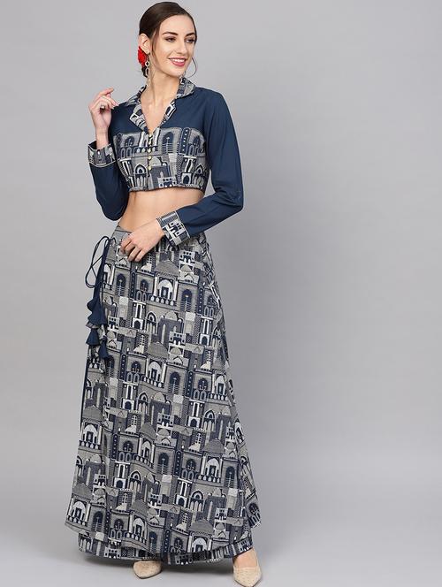 printed flared lehenga - 17476090 - Very Small Image - 1