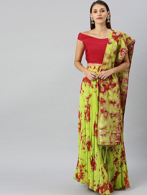 tie & dye flared lehenga - 17476143 - Very Small Image - 1