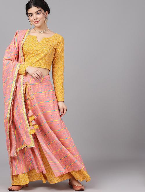 bandhani print flared lehenga - 17476160 - Very Small Image - 1