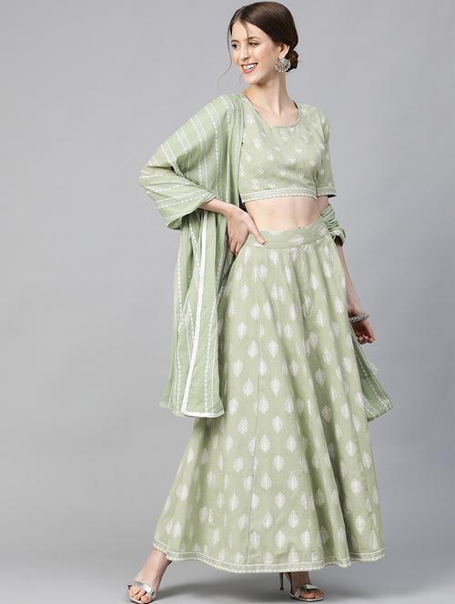 printed flared lehenga - 17476161 - Very Small Image - 1