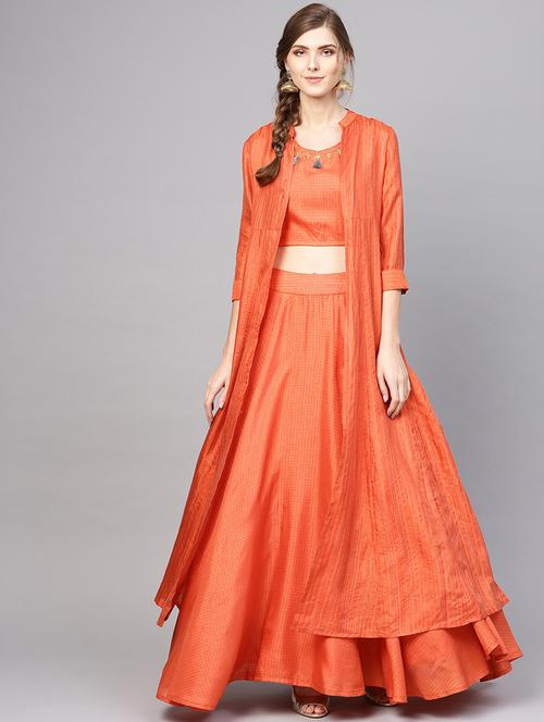 self design flared lehenga - 17476183 - Very Small Image - 1