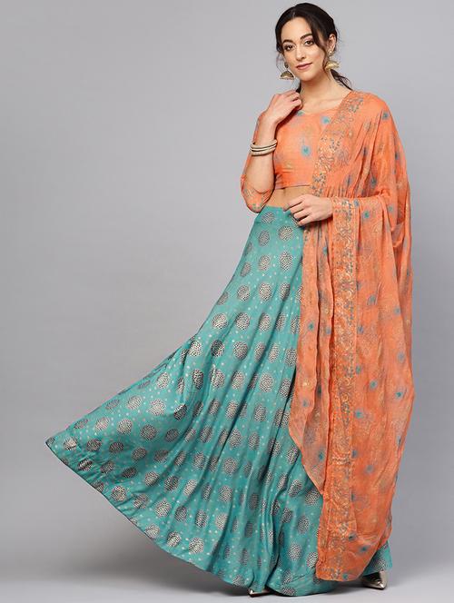 printed flared lehenga - 17476186 - Very Small Image - 1