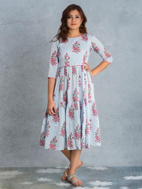 floral print fit & flare ethnic dress - 17476285 - Very Small Image - 1