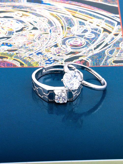silver crystal combo ring - 17476361 - Very Small Image - 1