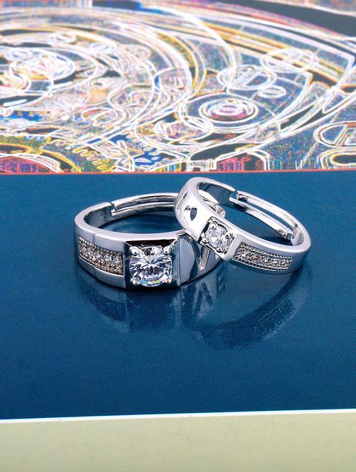 silver crystal combo ring - 17476404 - Very Small Image - 1