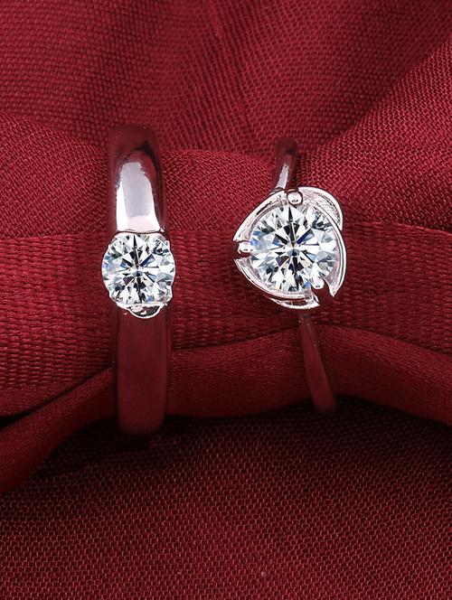 silver crystal combo ring - 17476412 - Very Small Image - 1