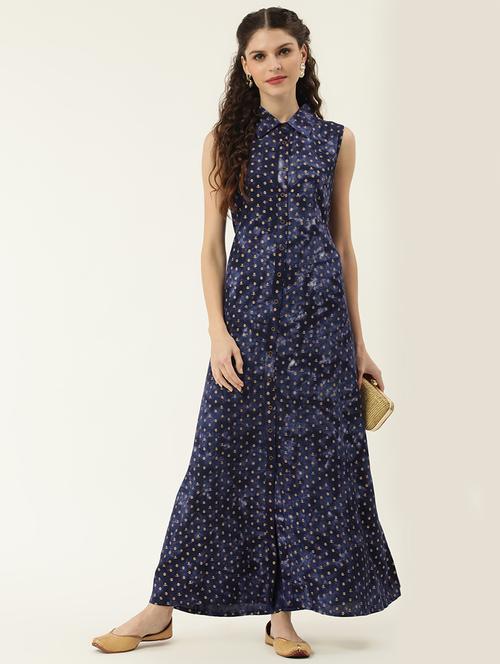 blue rayon aline ethnic dress - 17476423 - Very Small Image - 1