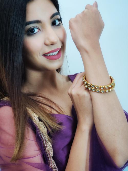 gold plated kundan bangles  - 17476801 - Very Small Image - 1