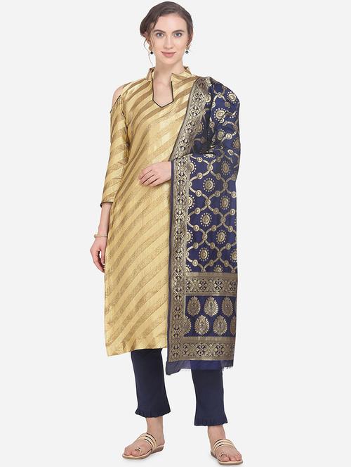 gold art silk unstitched suit - 17476847 - Very Small Image - 1