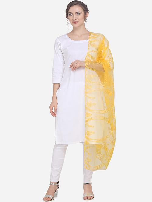 yellow net dupatta - 17476861 - Very Small Image - 1