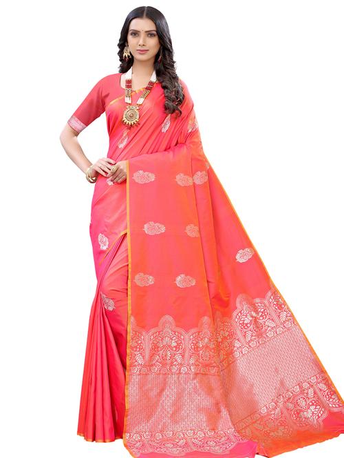 floral woven saree with blouse - 17476955 - Very Small Image - 1