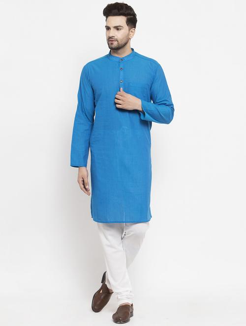 blue solid long kurta - 17477017 - Very Small Image - 1
