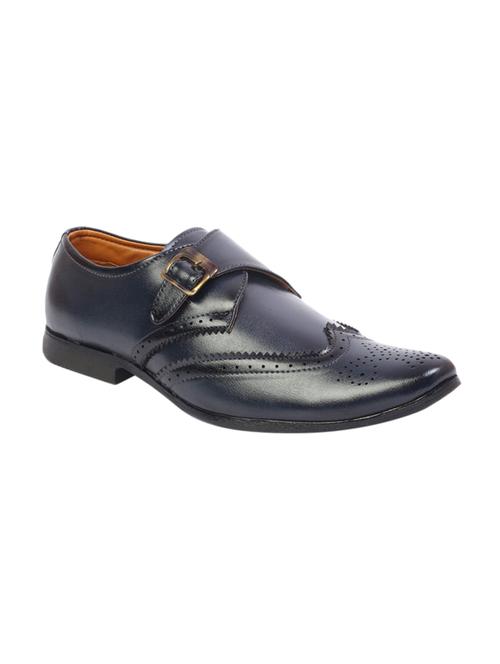 blue synthetic & mesh slip on monk straps - 17477095 - Very Small Image - 1
