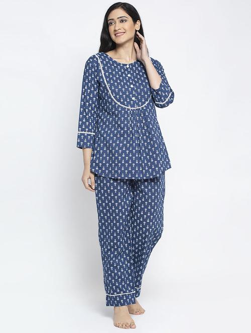 round neck printed pajama set  - 17477851 - Very Small Image - 1